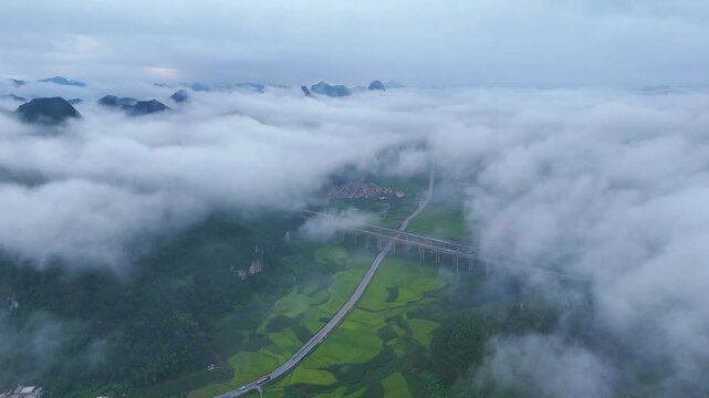 Leading Lines: Railway Track Perspective Through Golden Rice Paddies, Chinese Village