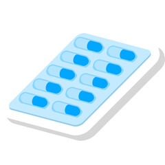 Blue And White Capsule Pills In A Transparent Blister Pack On A White Background Clinical Health Care Medical Supply Medicine And Pharmacy Concept