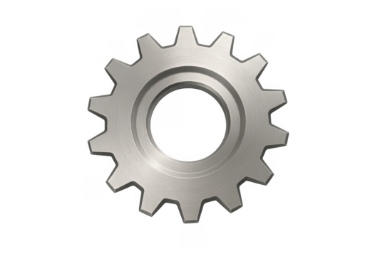 Stainless steel gear cogwheel mechanism on transparent background - Powered by Adobe