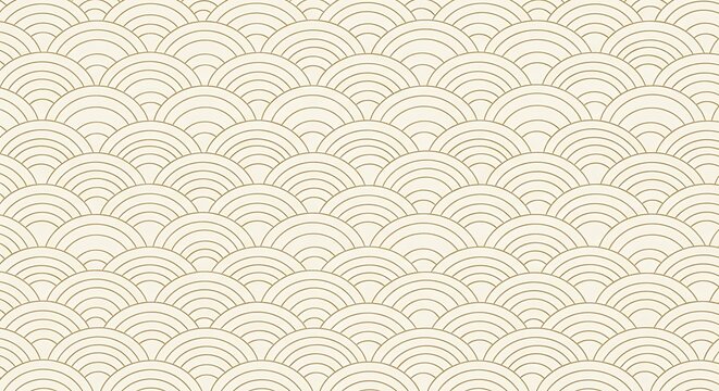 Japanese wave pattern with beige background, seamless and elegant design