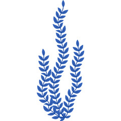 Blue Abstract Botanical Element With Small Leaves On A White Background Isolated Digital Art