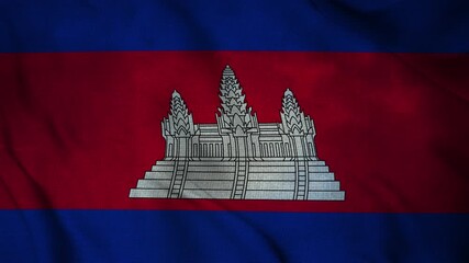 Cambodia flag lightning storm animation seamless loop. 4K - Powered by Adobe