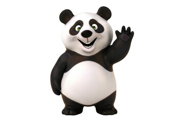 Happy cartoon panda waving isolated on transparent background