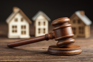 Land Auction. Wooden Gavel on White Background for Legal Justice Sale
