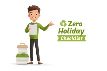 Zero Waste Holiday Checklist with Animated Man