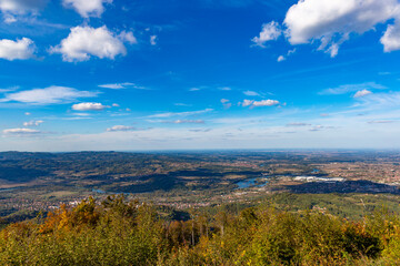 View of Serbia and Bosnia from Gucevo mountain on a bright autumn day