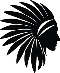 Black headdress silhouette on white background