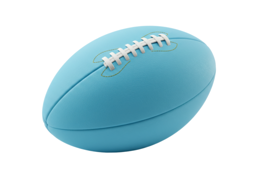 Isolated light blue American football, ready for play, practice or competition action game
