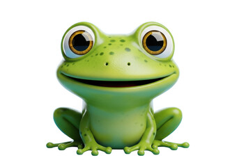 Obraz premium 3d Cute cartoon frog with big eyes isolated on transparent background