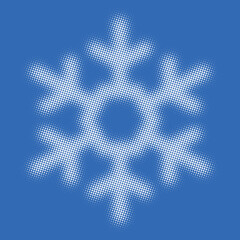 Stylized snowflake, halftone dots, fading dot effect, winter background design, vector illustration