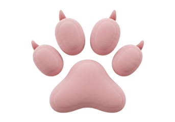 Isolated pink cartoon plush paw footprint pattern for kids crafts, design, decoration object