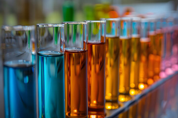 Colorful Science Experiment Test Tubes with Liquids