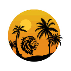 Creative logo for T-shirt with Nice sunset and animal, Logo for T shirt Design