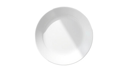 Realistic white ceramic plate isolated on transparent background, ideal for restaurant menus, food mockups and kitchen design layouts.