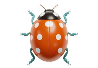 Isolated ladybug toy figure against neutral backdrop for children's design and illustration use