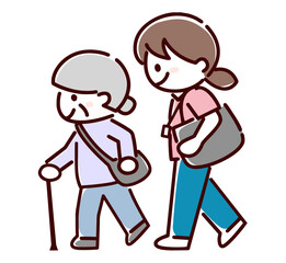 一緒に歩く女性たち女性　シンプル画