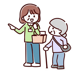 買い物する女性たち　シンプル画