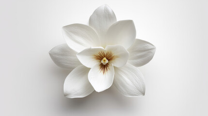 A white orchid with smooth, soft petals centered against a clean ivory background, minimalist elegance