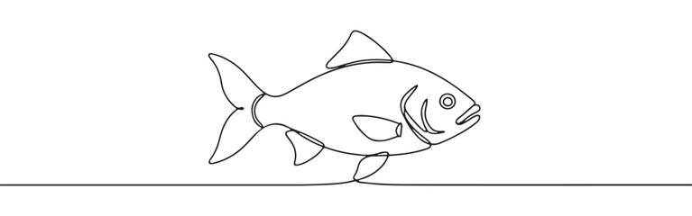 Minimalist continuous line art of a single fish, ideal for marine themes and elegant designs.