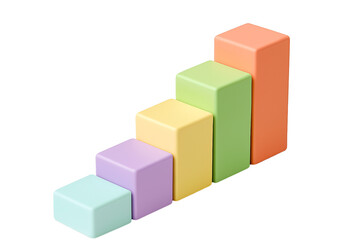 Obraz premium Vibrant 3D bar graph showcasing upward trend and positive growth, perfect for business reports and presentations on financial success and market analysis with a modern touch