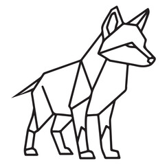 Geometric origami style fox standing profile view minimalist line art 