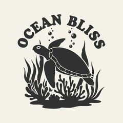 Sea Turtle Amidst Ocean Flora A Silhouette of Marine Life.