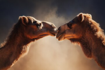 Middle Of The Week. Two Camels Representing Hump Day, Wednesday, Middle of the Workweek