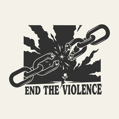 Obraz premium Broken chain symbolizing the end of violence and promoting peace.