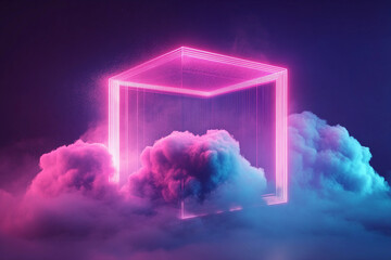 An abstract 3D image of vivid geometric shapes generative ai concept