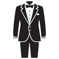 Stylish Black and White Formal Menswear Suit Flat Vector