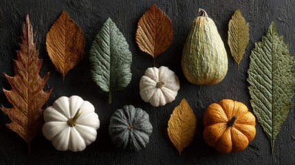 Fototapeta premium Modern harvest: a stylish halloween layout with nature's palette
