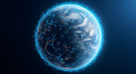 Earth globe surrounded by digital network connection