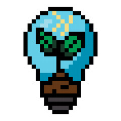 Pixel Art Green Idea Bulb