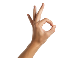 Isolated hand gesturing OK sign, human communication and agreement, concept of success