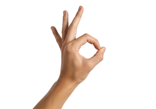 Isolated hand gesturing OK sign, human communication and agreement, concept of success