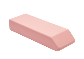 Isolated pink wedge eraser with angled shape for removing pencil marks on paper surface