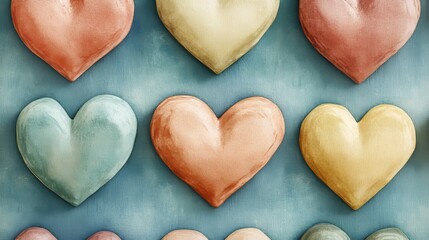 Pastel Hearts on a Textured Background, Symbolizing Love and Affection for Valentine s Day