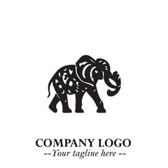 Majestic Elephant Logo Symbol in Black on White Background with Elegant Minimalist Modern Design