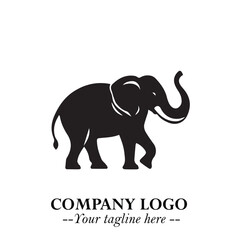 Majestic Elephant Logo Symbol in Black on White Background with Elegant Minimalist Modern Design