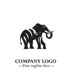 Majestic Elephant Logo Symbol in Black on White Background with Elegant Minimalist Modern Design