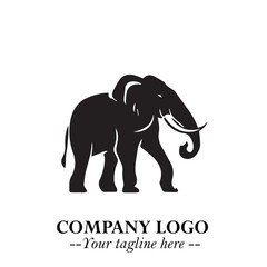 Majestic Elephant Logo Symbol in Black on White Background with Elegant Minimalist Modern Design