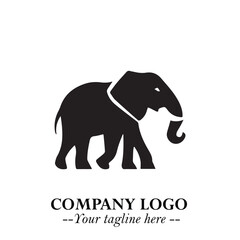 Majestic Elephant Logo Symbol in Black on White Background with Elegant Minimalist Modern Design