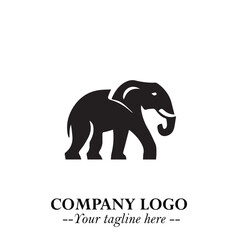 Obraz premium Majestic Elephant Logo Symbol in Black on White Background with Elegant Minimalist Modern Design
