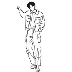 Man in Jacket and Cargo Pants
