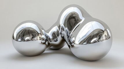 Abstract, polished metal forms, smooth, reflective, modern sculpture