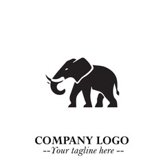 Majestic Elephant Logo Symbol in Black on White Background with Elegant Minimalist Modern Design