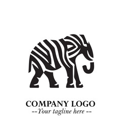 Majestic Elephant Logo Symbol in Black on White Background with Elegant Minimalist Modern Design