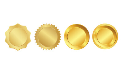 golden stamp with horizontal ribbons isolated on white background. luxury seal. vector design element