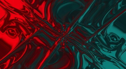 Vibrant Red and Green Abstract Swirls Creating a Dynamic and Energetic Background.