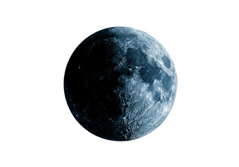 Isolated celestial body in space a round lunar sphere and outer planet with dark crater surface